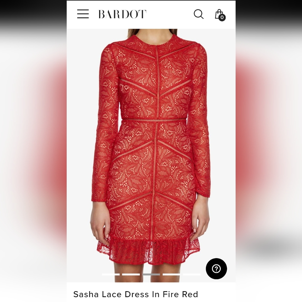 Bardot Sasha Lace Long Sleeve Red Dress Sz 6/S